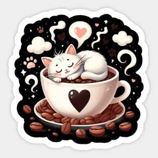 Catfé Au Lait: Where Felines Frolic and Coffee Flows Sticker